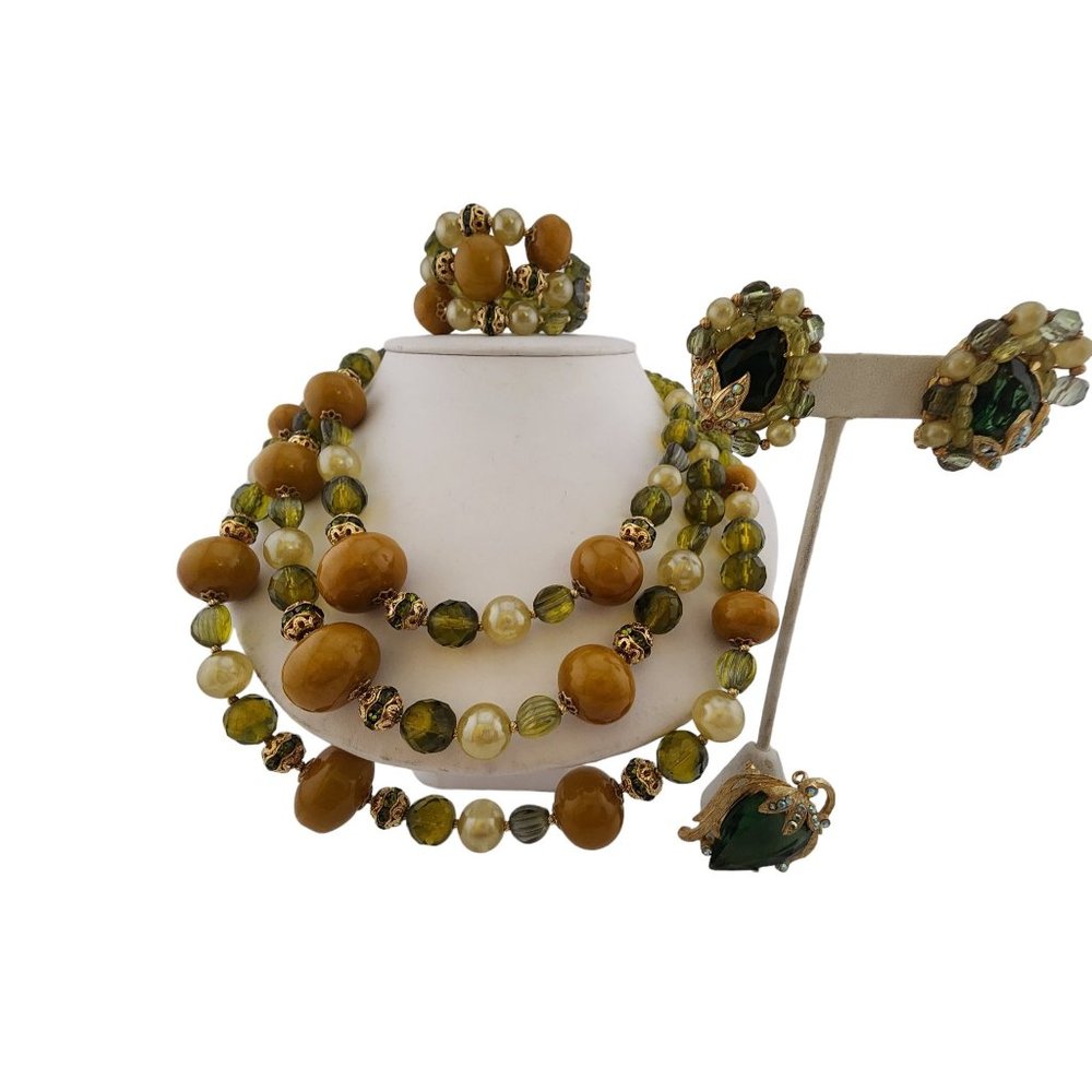 Vintage Unique Glass Crystal & Acrylic Parure Set (A3295)